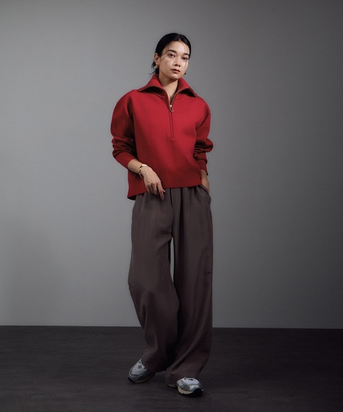 SALON adam et rope'（サロン アダム エ ロペ）の「ハーフジップウールニットスウェットプルオーバー（ニット/セーター・レディース・レッド/グレー/ベージュ・FREE）」の4枚目の写真