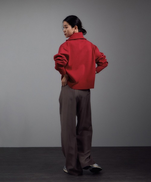 SALON adam et rope'（サロン アダム エ ロペ）の「ハーフジップウールニットスウェットプルオーバー（ニット/セーター・レディース・レッド/グレー/ベージュ・FREE）」の5枚目の写真