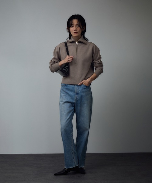 SALON adam et rope'（サロン アダム エ ロペ）の「ハーフジップウールニットスウェットプルオーバー（ニット/セーター・レディース・レッド/グレー/ベージュ・FREE）」の10枚目の写真