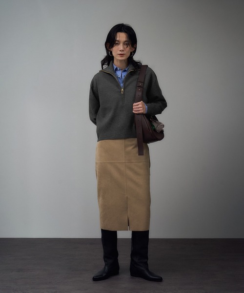 SALON adam et rope'（サロン アダム エ ロペ）の「ハーフジップウールニットスウェットプルオーバー（ニット/セーター・レディース・レッド/グレー/ベージュ・FREE）」の19枚目の写真