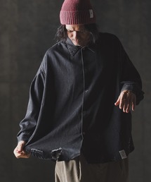 GLIMCLAP(ONbv)ms6161-Ripped denim shirt fjVc(Vc/uEX)