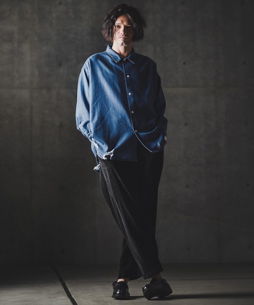 GLIMCLAP(グリムクラップ)の「ms6161-Ripped denim shirt デニムシャツ(シャツ/ブラウス・メンズ・インディゴブルー/ブラック・S/M/L)」の7枚目の写真