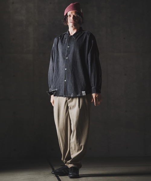 GLIMCLAP(グリムクラップ)の「ms6161-Ripped denim shirt デニムシャツ(シャツ/ブラウス・メンズ・インディゴブルー/ブラック・S/M/L)」の14枚目の写真