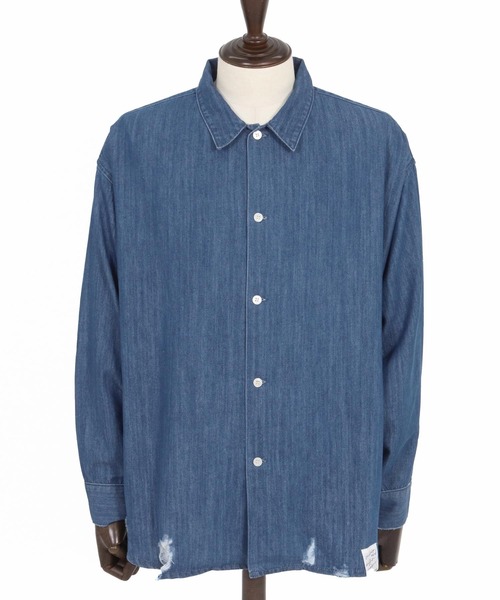 GLIMCLAP(グリムクラップ)の「ms6161-Ripped denim shirt デニムシャツ(シャツ/ブラウス・メンズ・インディゴブルー/ブラック・S/M/L)」の18枚目の写真