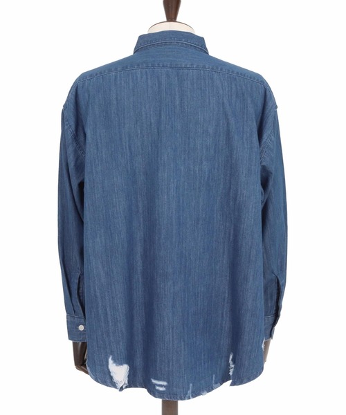 GLIMCLAP(グリムクラップ)の「ms6161-Ripped denim shirt デニムシャツ(シャツ/ブラウス・メンズ・インディゴブルー/ブラック・S/M/L)」の19枚目の写真