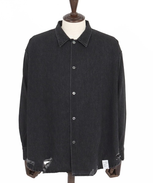 GLIMCLAP(グリムクラップ)の「ms6161-Ripped denim shirt デニムシャツ(シャツ/ブラウス・メンズ・インディゴブルー/ブラック・S/M/L)」の20枚目の写真