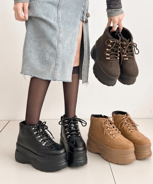 セール】厚底 ボリューム プラットフォーム ハイカット ワーク