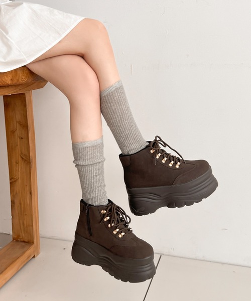 厚底 ボリューム プラットフォーム ハイカット ワーク スニーカー 2679