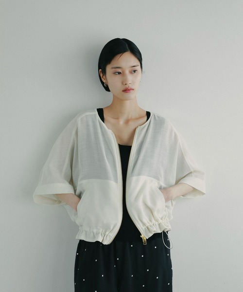 A part by（アパートバイ）の「リネンライクメッシュブルゾン（ブルゾン・レディース・アイボリー/グレー系その他4・FREE）」の2枚目の写真