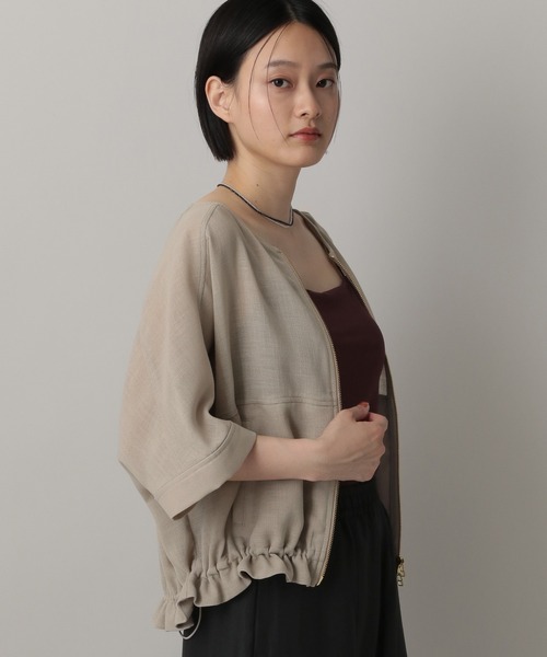 A part by（アパートバイ）の「リネンライクメッシュブルゾン（ブルゾン・レディース・アイボリー/グレー系その他4・FREE）」の7枚目の写真