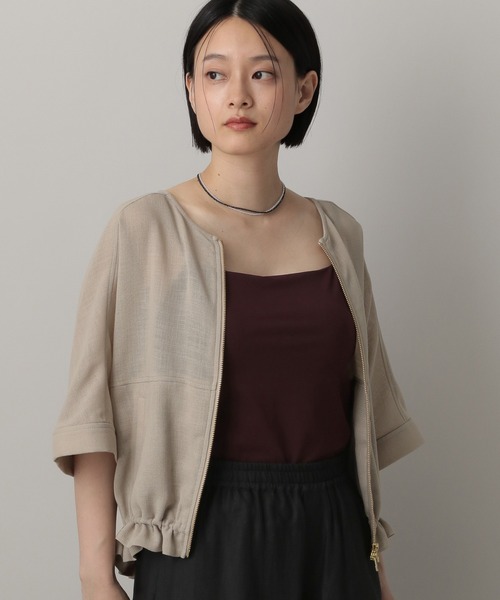 A part by（アパートバイ）の「リネンライクメッシュブルゾン（ブルゾン・レディース・アイボリー/グレー系その他4・FREE）」の8枚目の写真