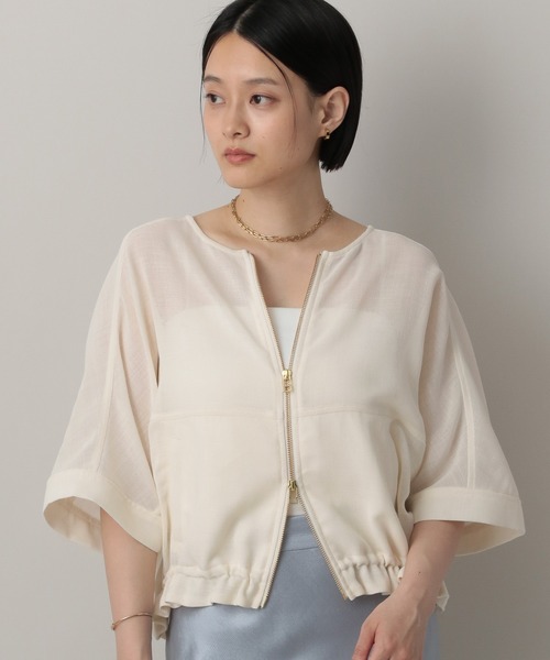 A part by（アパートバイ）の「リネンライクメッシュブルゾン（ブルゾン・レディース・アイボリー/グレー系その他4・FREE）」の14枚目の写真