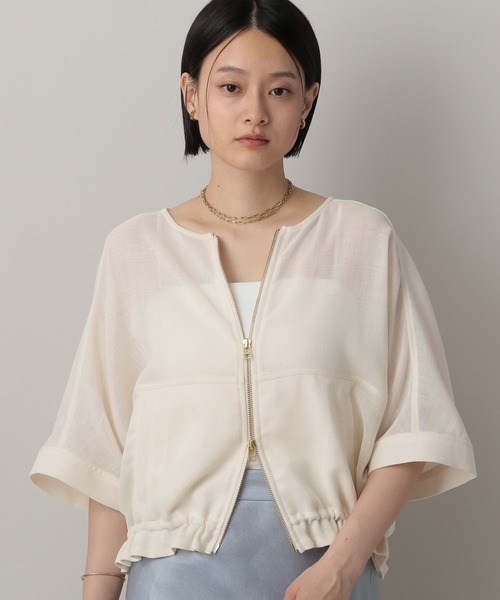 A part by（アパートバイ）の「リネンライクメッシュブルゾン（ブルゾン・レディース・アイボリー/グレー系その他4・FREE）」の15枚目の写真