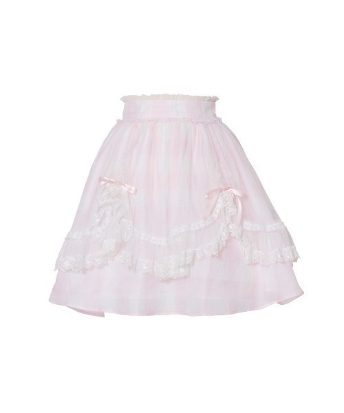 Fairy gingham tulle apron スカート