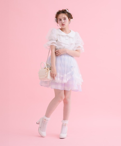 mellfy memory（メルフィーメモリー）の「Fairy gingham tulle apron スカート（スカート・レディース・ブルー/ピンク・M/S）」の5枚目の写真