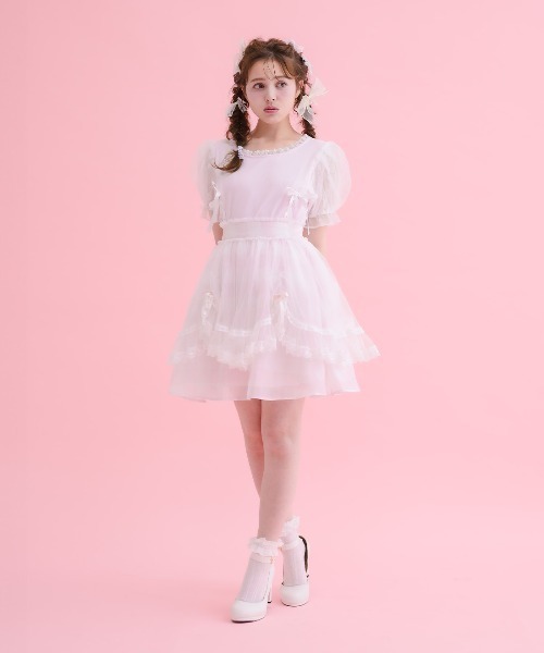 mellfy memory（メルフィーメモリー）の「Fairy gingham tulle apron スカート（スカート・レディース・ブルー/ピンク・M/S）」の4枚目の写真