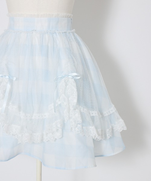 mellfy memory（メルフィーメモリー）の「Fairy gingham tulle apron スカート（スカート・レディース・ブルー/ピンク・M/S）」の13枚目の写真