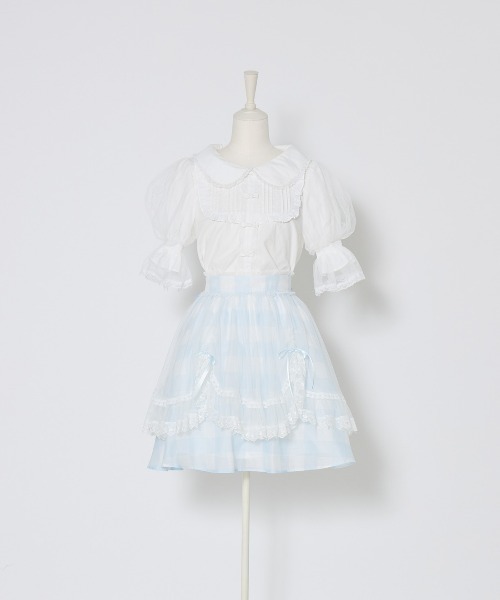 mellfy memory（メルフィーメモリー）の「Fairy gingham tulle apron スカート（スカート・レディース・ブルー/ピンク・M/S）」の17枚目の写真