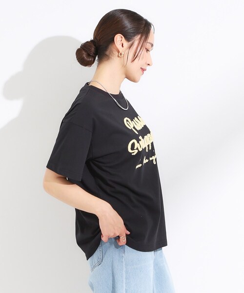 Cutie Blonde(キューティーブロンド)の「【ひんやり/S-LL】サガラ刺繍ロゴTシャツ(Tシャツ/カットソー・レディース・ブラック/グリーン/ホワイト・03/02/01/04)」の5枚目の写真