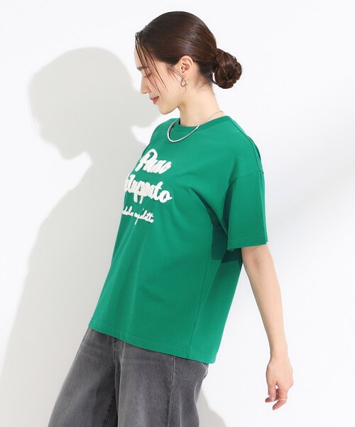 Cutie Blonde(キューティーブロンド)の「【ひんやり/S-LL】サガラ刺繍ロゴTシャツ(Tシャツ/カットソー・レディース・ブラック/グリーン/ホワイト・03/02/01/04)」の9枚目の写真
