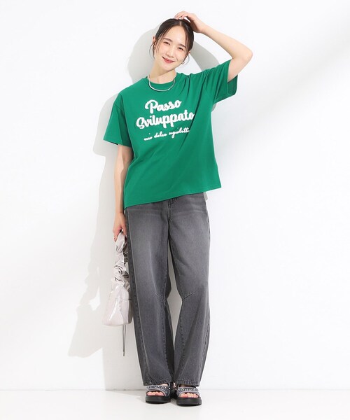 Cutie Blonde(キューティーブロンド)の「【ひんやり/S-LL】サガラ刺繍ロゴTシャツ(Tシャツ/カットソー・レディース・ブラック/グリーン/ホワイト・03/02/01/04)」の10枚目の写真