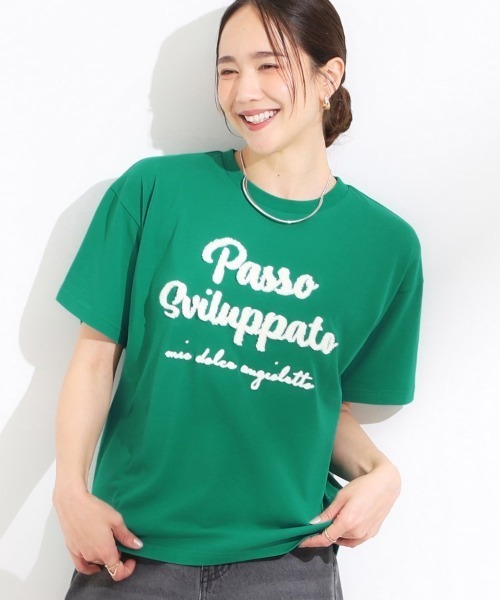 Cutie Blonde(キューティーブロンド)の「【ひんやり/S-LL】サガラ刺繍ロゴTシャツ(Tシャツ/カットソー・レディース・ブラック/グリーン/ホワイト・03/02/01/04)」の3枚目の写真