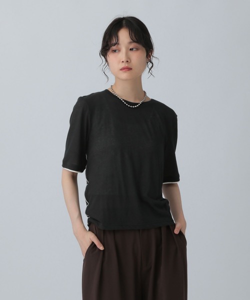 LEPSIM（レプシィム）の「シアー配色メロープルオーバー　574395（Tシャツ/カットソー・レディース・ブラック/ピンク/オフホワイト・FREE）」の3枚目の写真