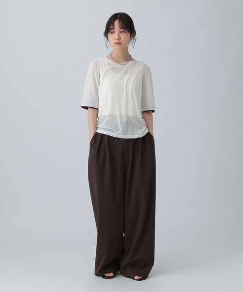 LEPSIM（レプシィム）の「シアー配色メロープルオーバー　574395（Tシャツ/カットソー・レディース・ブラック/ピンク/オフホワイト・FREE）」の8枚目の写真