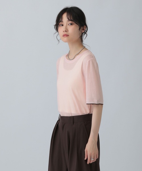 LEPSIM（レプシィム）の「シアー配色メロープルオーバー　574395（Tシャツ/カットソー・レディース・ブラック/ピンク/オフホワイト・FREE）」の12枚目の写真