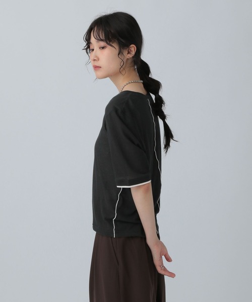 LEPSIM（レプシィム）の「シアー配色メロープルオーバー　574395（Tシャツ/カットソー・レディース・ブラック/ピンク/オフホワイト・FREE）」の18枚目の写真