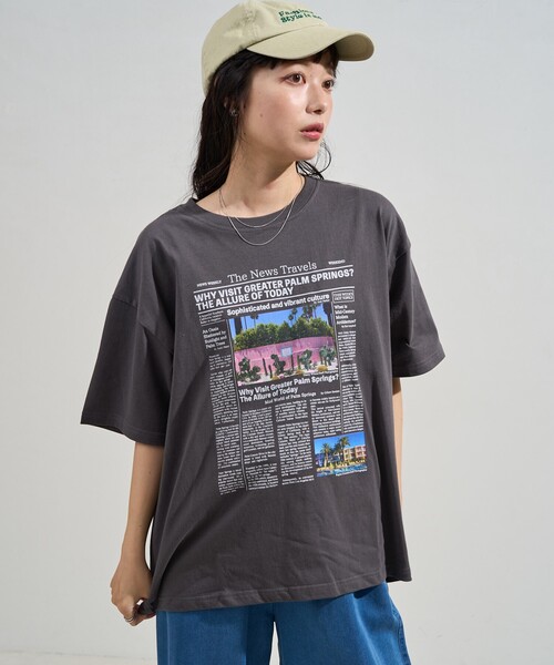 FREAK'S STORE(フリークスストア)の「news paper Tシャツ/ニュースペーパー プリントTシャツ(Tシャツ/カットソー・レディース・オフホワイト/チャコールグレー・ONE SIZE)」の21枚目の写真