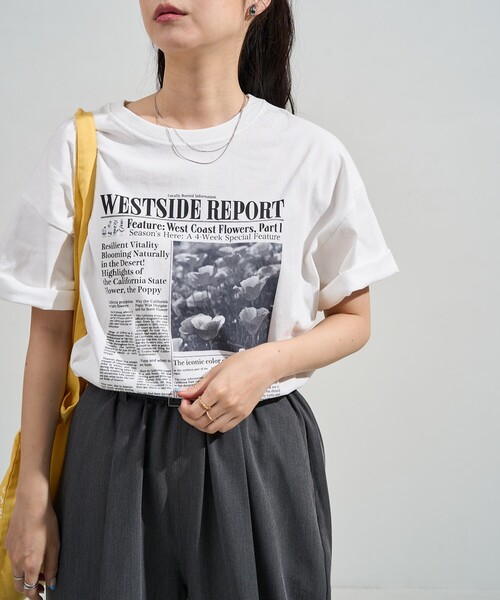 FREAK'S STORE(フリークスストア)の「news paper Tシャツ/ニュースペーパー プリントTシャツ(Tシャツ/カットソー・レディース・オフホワイト/チャコールグレー・ONE SIZE)」の8枚目の写真