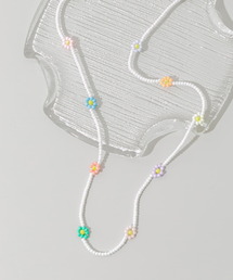 SMELLY | ステンレスフラワーモチーフビーズネックレス(ネックレス)