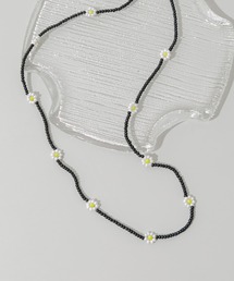 SMELLY | ステンレスフラワーモチーフビーズネックレス(ネックレス)