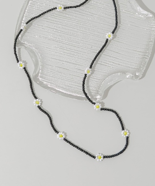 ステンレスフラワーモチーフビーズネックレス（ネックレス）｜SMELLY