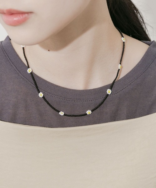 d802 flower motif ビーズネックレス d802 flower motif ビーズネックレス
