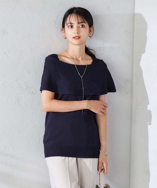 a.v.v（アーヴェヴェ）の「オフショルニット（ニット/セーター・レディース・ネイビー/グレー系その他・38）」の4枚目の写真