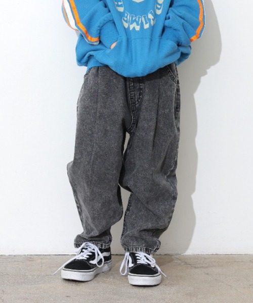 Ocean&Ground（オーシャン&グラウンド）の「ﾃﾞﾆﾑﾃｰﾊﾟｰﾄﾞﾀｯｸﾊﾟﾝﾂ（デニムパンツ・キッズ・ケミカルウォッシュ/ブラック/ワンウォッシュ・90/100/110/120/130/140）」の2枚目の写真