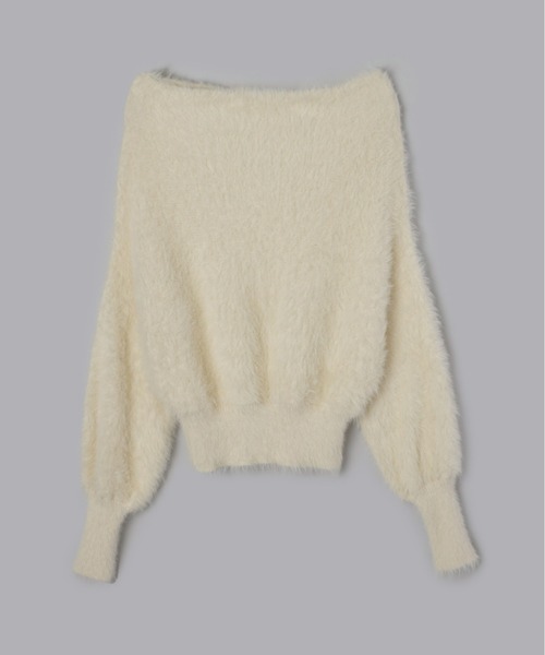 Olu.（オルドット）の「オフショルダーシャギーニット（ニット/セーター・レディース・ベビーピンク/チャコールグレー/アイボリー・FREE）」の6枚目の写真