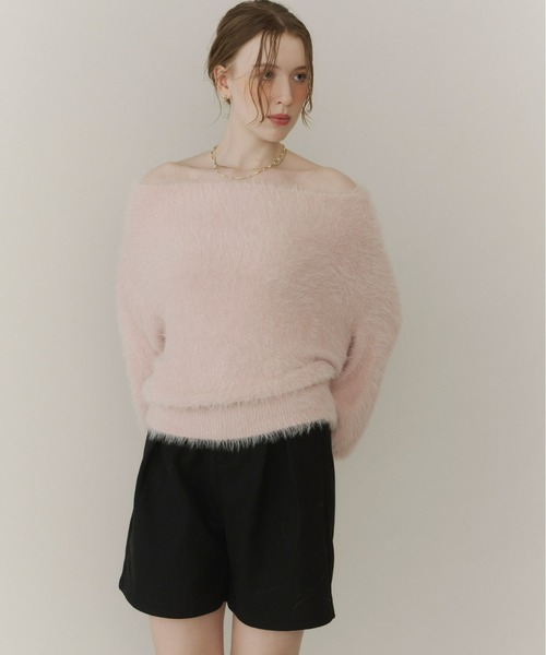 Olu.（オルドット）の「オフショルダーシャギーニット（ニット/セーター・レディース・ベビーピンク/チャコールグレー/アイボリー・FREE）」の16枚目の写真