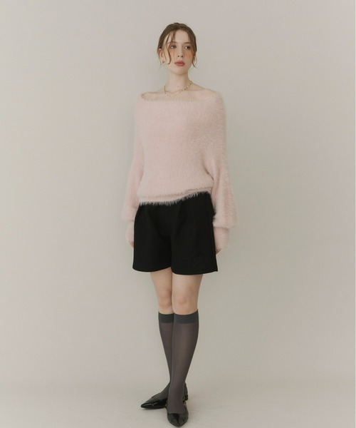 Olu.（オルドット）の「オフショルダーシャギーニット（ニット/セーター・レディース・ベビーピンク/チャコールグレー/アイボリー・FREE）」の19枚目の写真