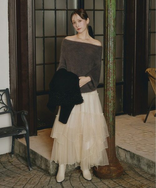 オフショルダーシャギーニット（ニット/セーター）｜Olu.（オルドット