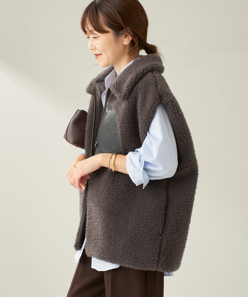 plage（プラージュ）の「lesTendre boa ベスト（その他アウター・レディース・チャコールグレー・36/38）」の2枚目の写真