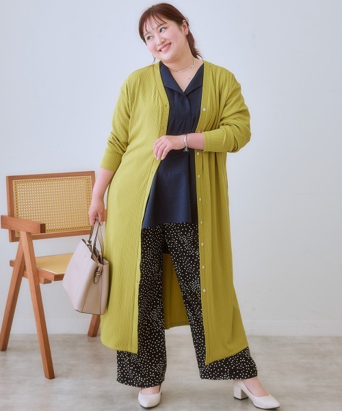 SMILE LAND（スマイルランド）の「＜大きいサイズ＞ワンピースにもなる前後２WAYロング丈カーディガン（カーディガン/ボレロ・レディース・ブラウン系/レッド/イエロー系/ブラック・4L/3L/L/5L/LL）」の4枚目の写真