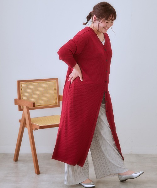 SMILE LAND（スマイルランド）の「＜大きいサイズ＞ワンピースにもなる前後２WAYロング丈カーディガン（カーディガン/ボレロ・レディース・ブラウン系/レッド/イエロー系/ブラック・4L/3L/L/5L/LL）」の5枚目の写真