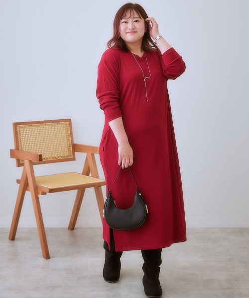 SMILE LAND（スマイルランド）の「＜大きいサイズ＞ワンピースにもなる前後２WAYロング丈カーディガン（カーディガン/ボレロ・レディース・ブラウン系/レッド/イエロー系/ブラック・4L/3L/L/5L/LL）」の7枚目の写真