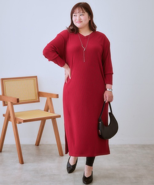 SMILE LAND（スマイルランド）の「＜大きいサイズ＞ワンピースにもなる前後２WAYロング丈カーディガン（カーディガン/ボレロ・レディース・ブラウン系/レッド/イエロー系/ブラック・4L/3L/L/5L/LL）」の9枚目の写真