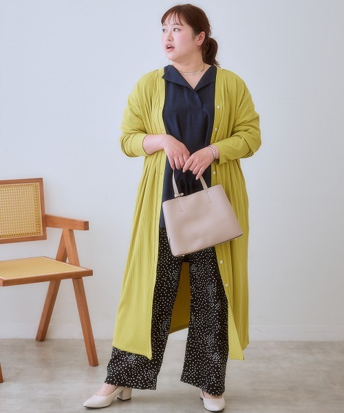 SMILE LAND（スマイルランド）の「＜大きいサイズ＞ワンピースにもなる前後２WAYロング丈カーディガン（カーディガン/ボレロ・レディース・ブラウン系/レッド/イエロー系/ブラック・4L/3L/L/5L/LL）」の10枚目の写真