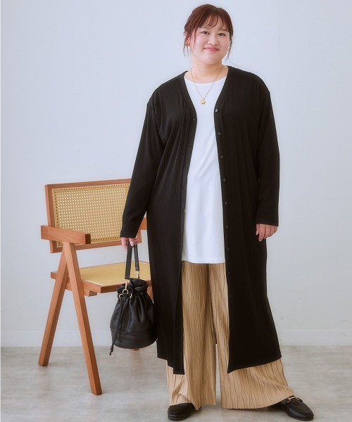 SMILE LAND（スマイルランド）の「＜大きいサイズ＞ワンピースにもなる前後２WAYロング丈カーディガン（カーディガン/ボレロ・レディース・ブラウン系/レッド/イエロー系/ブラック・4L/3L/L/5L/LL）」の16枚目の写真