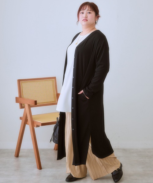 SMILE LAND（スマイルランド）の「＜大きいサイズ＞ワンピースにもなる前後２WAYロング丈カーディガン（カーディガン/ボレロ・レディース・ブラウン系/レッド/イエロー系/ブラック・4L/3L/L/5L/LL）」の17枚目の写真